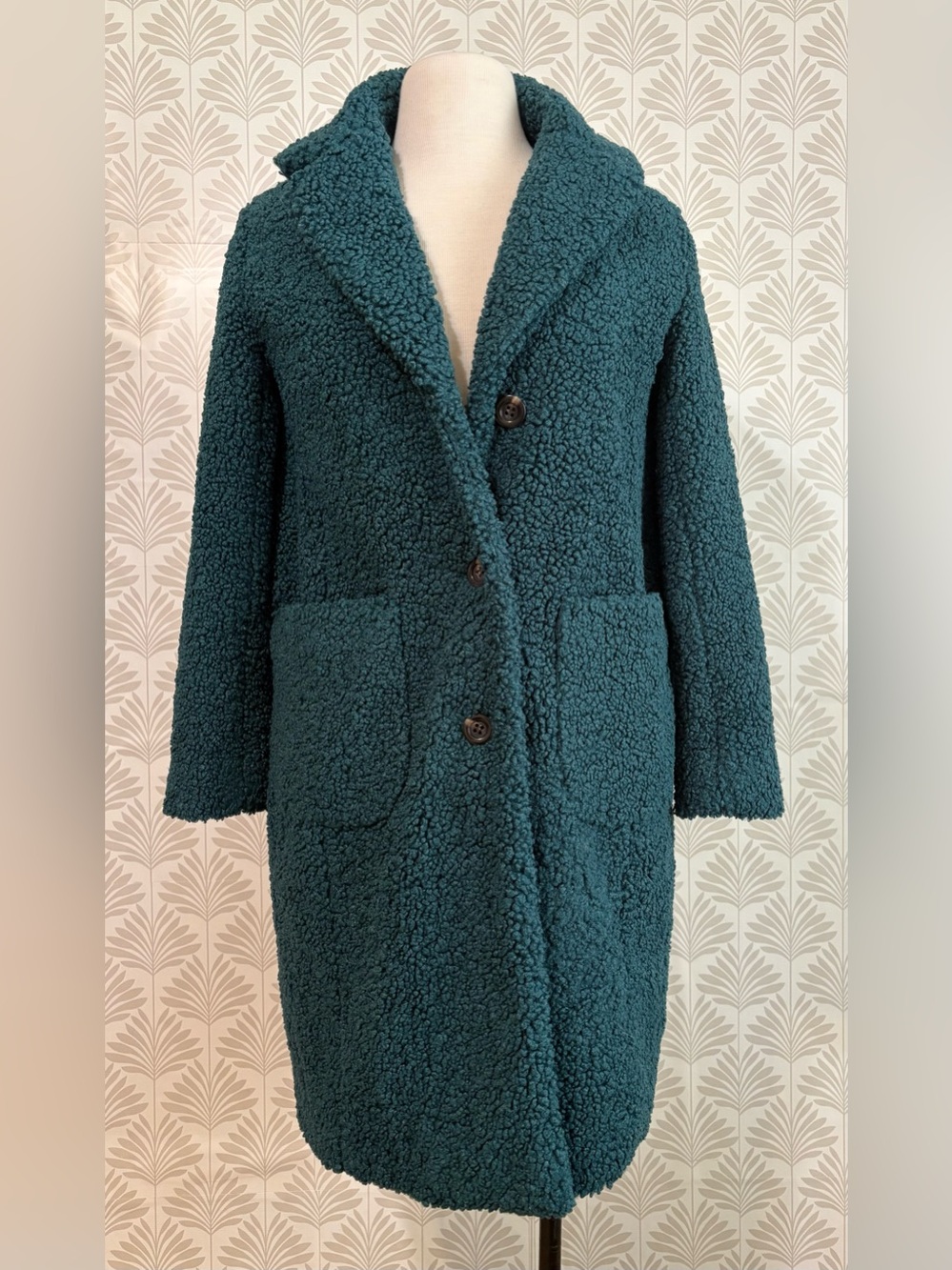 Ann Taylor Teal Teddy Coat with Shawl Collar